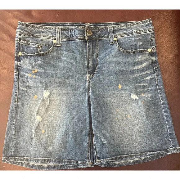 Seven7 Pants - SEVEN7 Paint Drip Bermuda Shorts Womens Sz 14